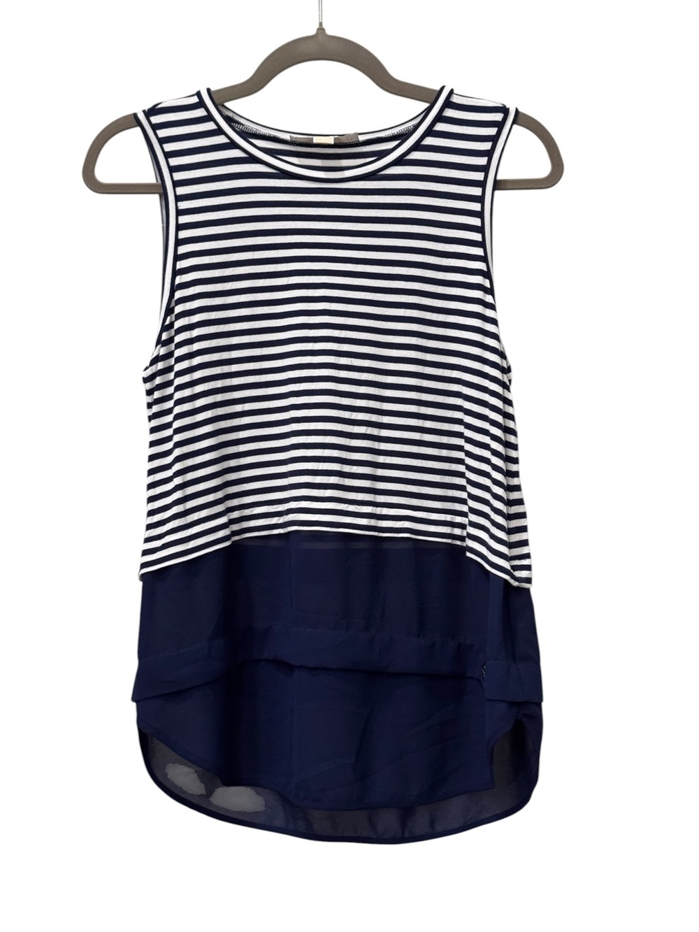 Michael Michael Kors Navy White Striped Layered Sleeveless Blouse Top Size S